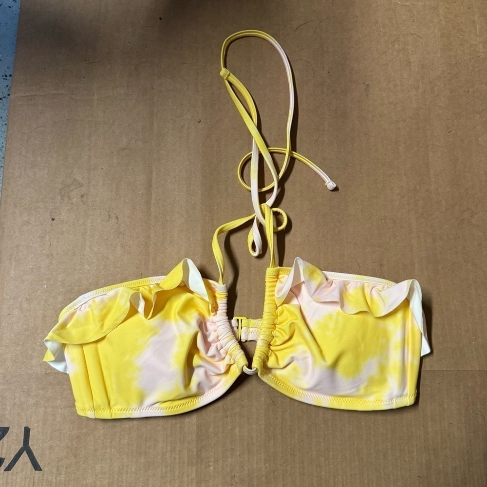NWT Aerie swimsuit bikini top yellow pink floral ruffle